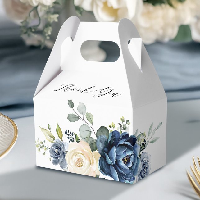Dusty Blue Navy Champagne Ivory Bridal Shower Favour Box (Dusty Blue Navy Champagne Ivory Bridal Shower Thank You Favor Boxes)