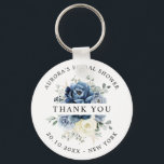 Dusty Blue Navy Champagne Ivory Bridal Shower Gift Key Ring<br><div class="desc">Dusty blue floral wedding bridesmaid gift featuring elegant bouquet of navy blue, royal blue , white , gold, champagne ivory, blush colour rose , ranunculus flower buds and sage green eucalyptus leaves and elegant watercolor bouquet. Please contact me for any help in customisation or if you need any other product...</div>