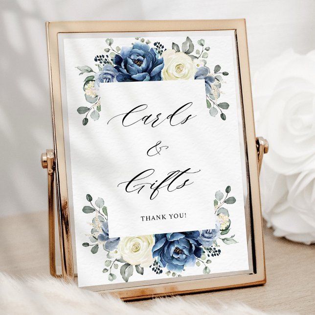 Dusty Blue Navy Champagne Ivory Cards & Gifts Poster (Dusty Blue Navy Champagne Ivory Cards & Gifts Poster)