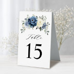 Dusty Blue Navy Champagne Ivory Floral<br><div class="desc">Dusty blue floral wedding table number featuring elegant bouquet of navy blue, royal blue , white , gold, champagne ivory, blush colour rose , ranunculus flower buds and sage green eucalyptus leaves and elegant watercolor bouquet. Please contact me for any help in customisation or if you need any other product...</div>