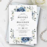 Dusty Blue Navy Champagne Ivory Floral Wedding Inv Invitation<br><div class="desc">Dusty blue floral wedding Invitation featuring elegant bouquet of navy blue, royal blue , white , gold, champagne ivory, blush colour rose , ranunculus flower buds and sage green eucalyptus leaves and elegant watercolor bouquet. Please contact me for any help in customisation or if you need any other product with...</div>