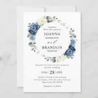 Dusty Blue Navy Champagne Ivory Floral Wedding