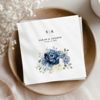Dusty Blue Navy Champagne Ivory Floral Wedding