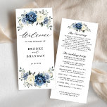 Dusty Blue Navy Champagne Ivory Floral Wedding Programme<br><div class="desc">Dusty blue floral wedding program card featuring elegant bouquet of navy blue, royal blue , white , gold, champagne ivory, blush colour rose , ranunculus flower buds and sage green eucalyptus leaves and elegant watercolor bouquet. Please contact me for any help in customisation or if you need any other product...</div>
