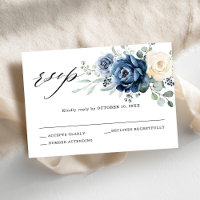 Dusty Blue Navy Champagne Ivory Floral Wedding