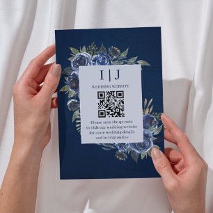 Dusty Blue Navy Champagne Ivory Wedding  Enclosure Card