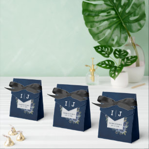 Dusty Blue Navy Champagne Ivory Wedding  Favour Box