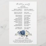 Dusty Blue Navy Champagne Ivory Wedding Program<br><div class="desc">Dusty blue floral wedding program card featuring elegant bouquet of navy blue, royal blue , white , gold, champagne ivory, blush colour rose , ranunculus flower buds and sage green eucalyptus leaves and elegant watercolor bouquet. Please contact me for any help in customisation or if you need any other product...</div>