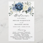 Dusty Blue Navy Champagne Ivory Wedding Program<br><div class="desc">Dusty blue floral wedding program card featuring elegant bouquet of navy blue, royal blue , white , gold, champagne ivory, blush colour rose , ranunculus flower buds and sage green eucalyptus leaves and elegant watercolor bouquet. Please contact me for any help in customisation or if you need any other product...</div>