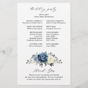 Dusty Blue Navy Champagne Ivory Wedding Program