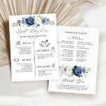 Dusty Blue Navy Champagne Ivory Wedding Program  Invitation<br><div class="desc">Dusty blue floral wedding program featuring elegant bouquet of navy blue, royal blue , white , gold, champagne ivory, blush colour rose , ranunculus flower buds and sage green eucalyptus leaves and elegant watercolor bouquet. Please contact me for any help in customisation or if you need any other product with...</div>