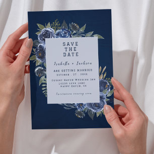 Dusty Blue Navy Champagne Ivory Wedding  Save The Date