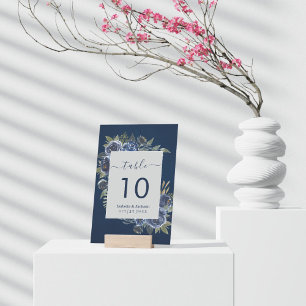 Dusty Blue Navy Champagne Ivory Wedding Table Number