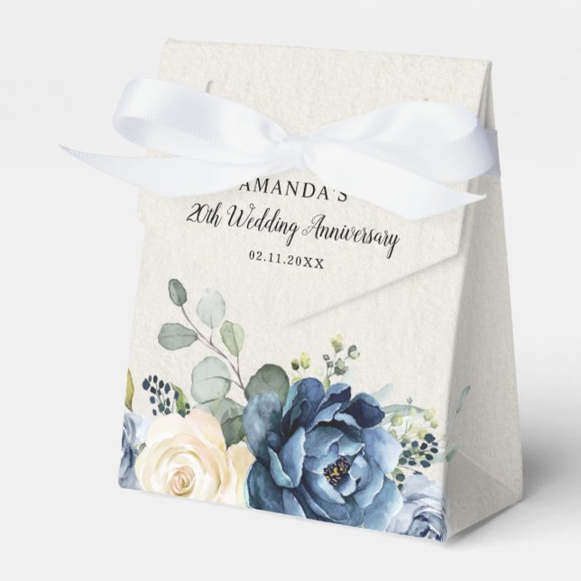 Dusty Blue Navy Champagne Wedding Anniversary Favo Favour Box (Front Side)