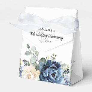 Dusty Blue Navy Champagne Wedding Anniversary Favour Box