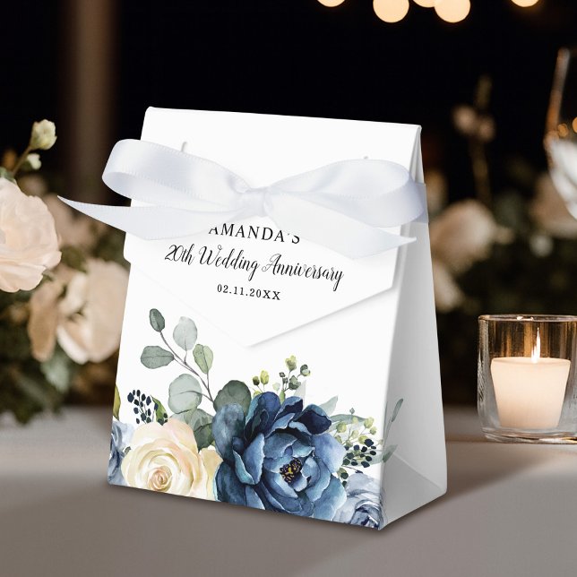 Dusty Blue Navy Champagne Wedding Anniversary Favour Box (Dusty Blue Navy Champagne Wedding Anniversary Favor Boxes)