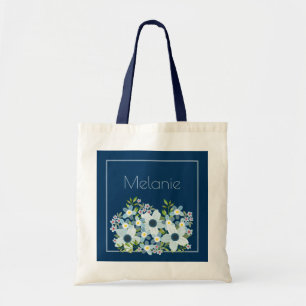 Dusty Blue, Navy Country Flower Bridesmaid Tote Bag