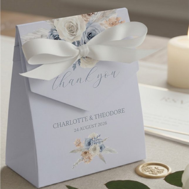 Dusty Blue & Navy Floral Wedding Favour Box (Creator Uploaded)