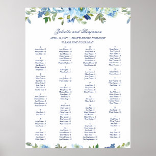 Dusty Blue Navy Floral Wedding Seating Chart