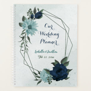 Dusty blue navy flowers botanical wedding planner