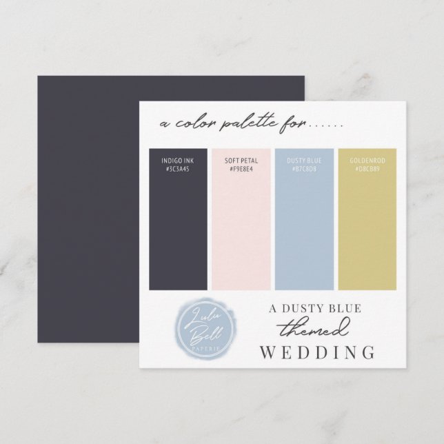 Dusty Blue Navy Gold & Blush Colour Palette Card (Front/Back)