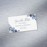 Dusty Blue Navy Ivory Floral Wedding Save The Date