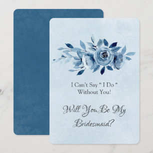 Dusty Blue Navy Peony Will You Be My Bridesmaid  Invitation
