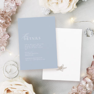Dusty blue ocean themed beach wedding details enclosure card