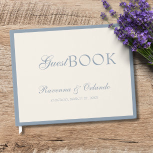 Dusty Blue Old Money Timeless Glam Wedding Guest Book