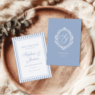 Dusty Blue Old Money Wedding Save the Date