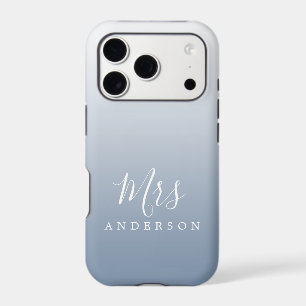 Dusty Blue Ombre Script Future Mrs Name