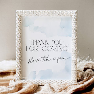 Dusty Blue On Cloud Nine Thank You for Coming Pedestal Sign