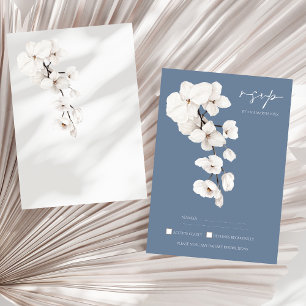 Dusty Blue Orchid Wedding RSVP Card