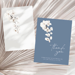 Dusty Blue Orchid Wedding Thank You Card