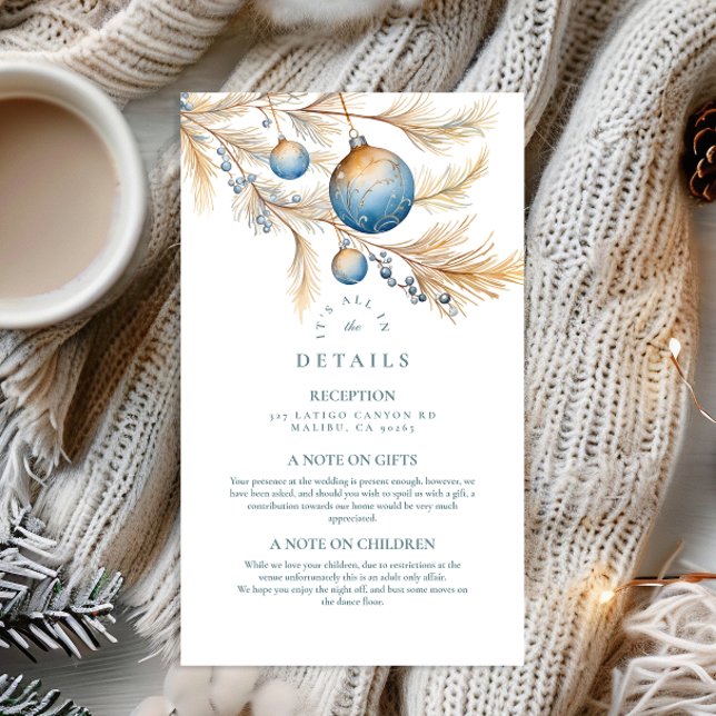 Dusty Blue Ornament Wedding Enclosure Card (Creator Uploaded)