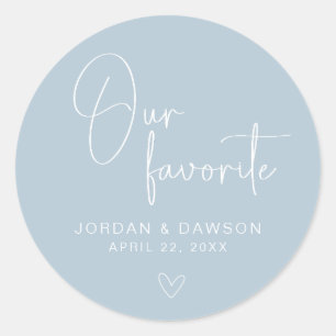 Dusty Blue Our Favourite Wedding Favour Sticker