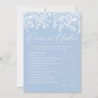 Dusty Blue Over or Under Bridal Shower Game