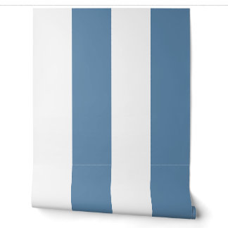 Dusty Blue Oversized Cabana Stripe Wallpaper