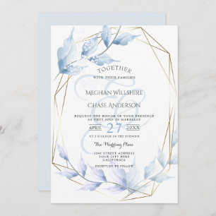 Dusty Blue Pale Lilac Foliage Invitation