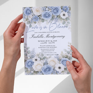 Dusty Blue Palette Love Is in Bloom Bridal Shower Invitation