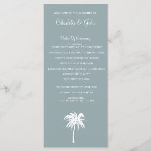 Dusty Blue Palm Tree Beach Wedding programs Programme