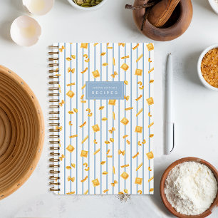 Dusty Blue   Pasta Shapes Personalised Recipe Notebook