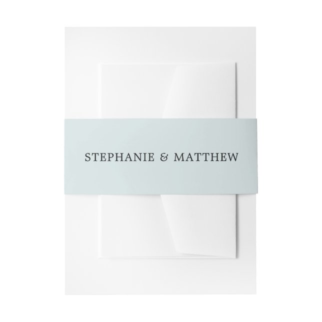 Dusty Blue Pastel Elegant Wedding Invitation Belly Band (Front Example)