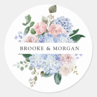 Dusty Blue Pastel Pink hydrangea Wedding Thank you