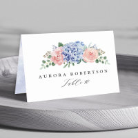 Dusty Blue Pastel Pink hydrangeas Guest Name