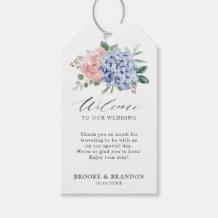 Dusty Blue Pastel Pink hydrangeas Wedding Gift Tags