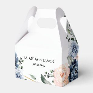 Dusty Blue Peach Blush Geometric Floral Wedding Fa Favour Box