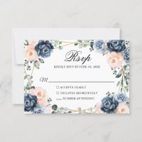 Dusty Blue Peach Blush Geometric Floral Wedding RS