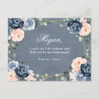 Dusty Blue Peach Blush Will You Be My Bridesmaid