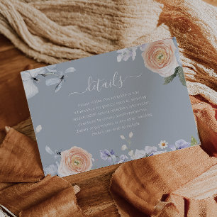 Dusty Blue & Peach Modern Wedding Details Enclosure Card